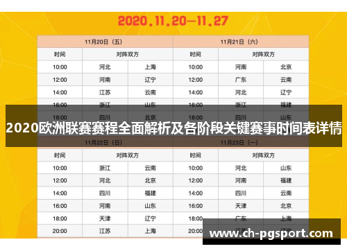 2020欧洲联赛赛程全面解析及各阶段关键赛事时间表详情
